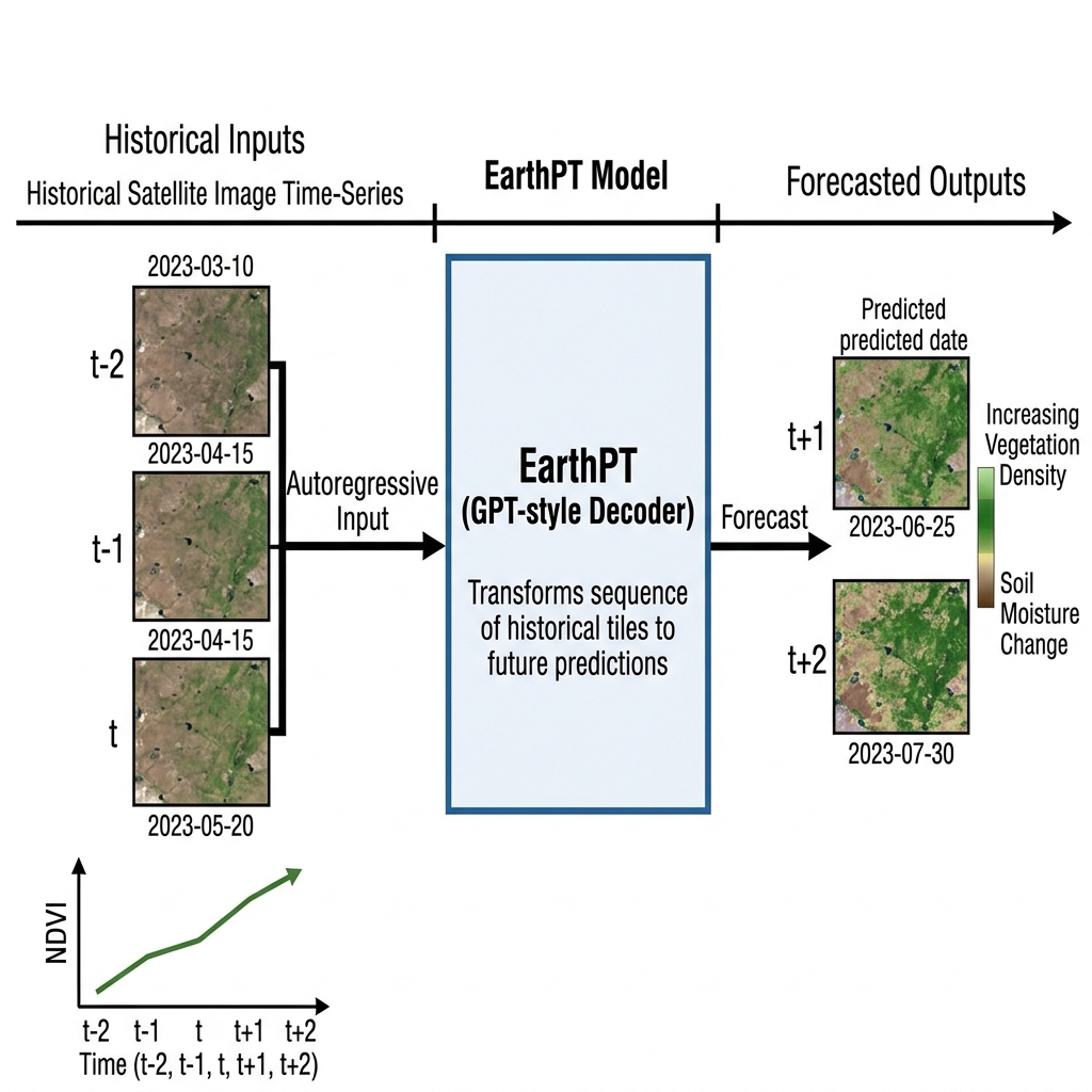 EarthPT autoregressive time-series spectral band forecast timeline