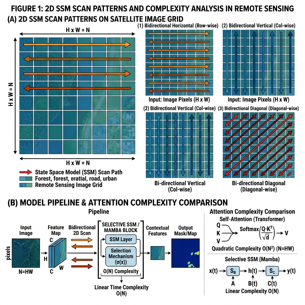 Selective State Space scan sweeps vs Transformer complexity graph