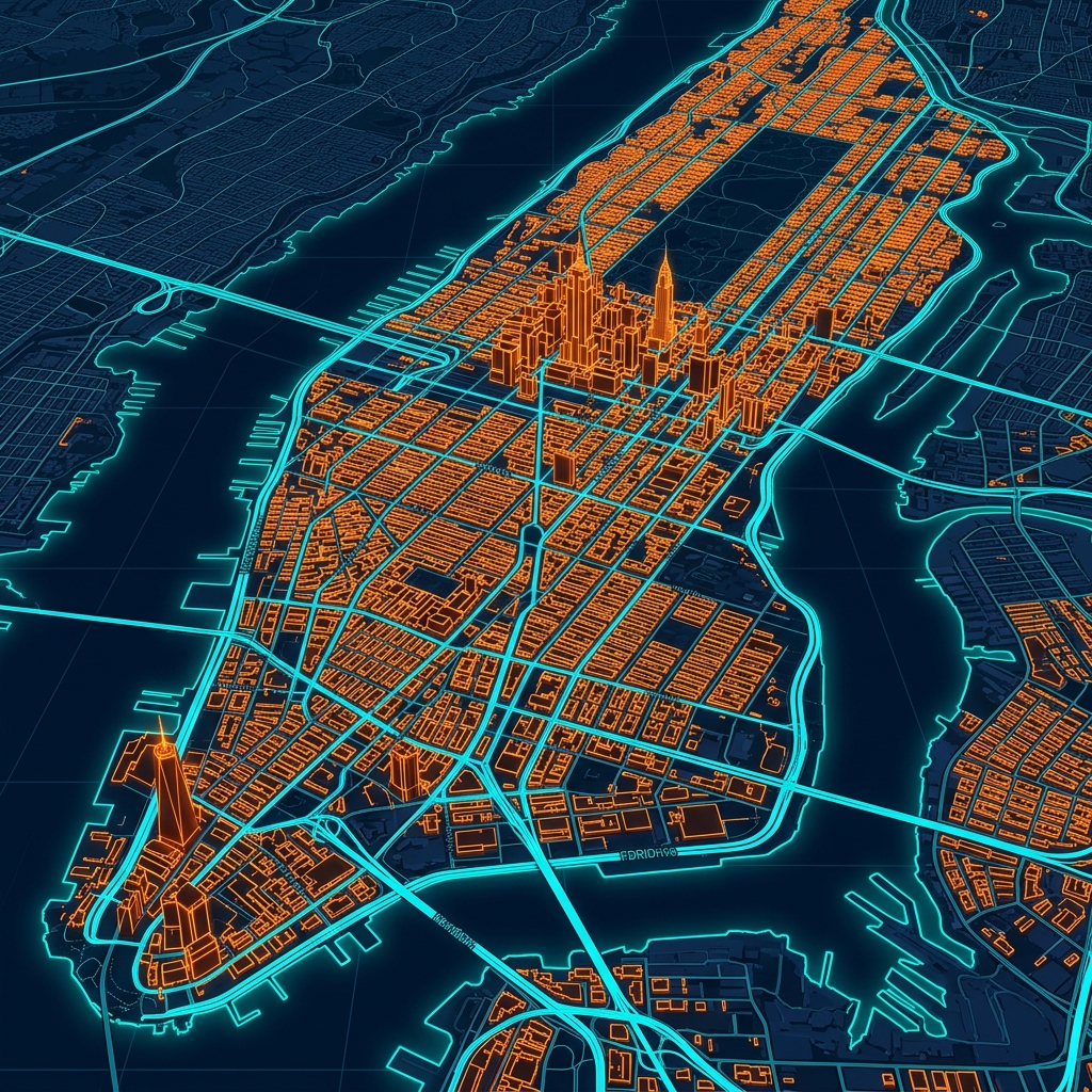 Overture Maps vector road and building network