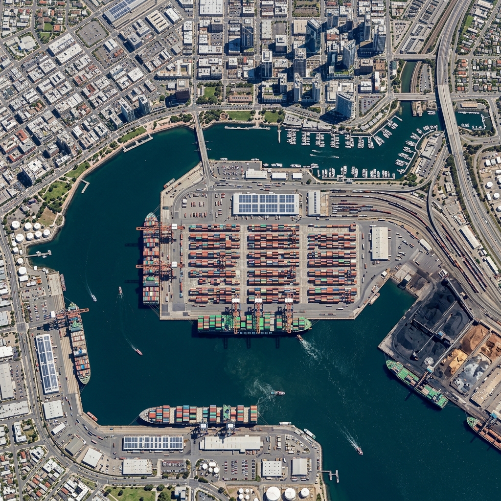 WorldView Legion sub-meter imagery of city harbor